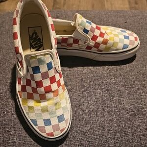 Vans Slip-On Checkered Sneakers Multi Colors Men 5 Women 6.5 Skateboard